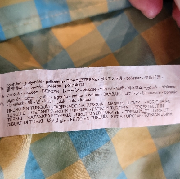 Zara Puff Sleeve Tie Back Midi Maxi Dress Blue and Yellow Checked Size Small - Picture 7 of 9